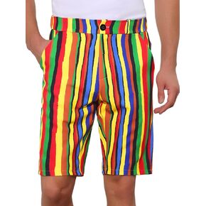 Lars Amadeus Rainbow Striped Shorts for Men's Summer Casual Flat Front Printed Shorts