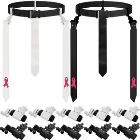 12 Pcs Football Players Flag Football Belts and Flags Set Adjustable for Kids Teens Adult Indoor Outdoor Training, Black and White