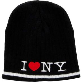 I Love NY Beanie Cap (Adult) Winter Skull Hat Black