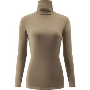 Casual Turtleneck Tops Lightweight Long Sleeve Soft Thermal Shirts for Women