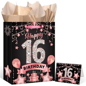 Rose Gold 70th Birthday Gift Bag with Happy 70th Birthday Greeting Card and Tissue Paper for Women Rose Gold Christmas 70th Birthday Gift Wrap Bag for Xmas 70th Birthday Party Decorations Supplies