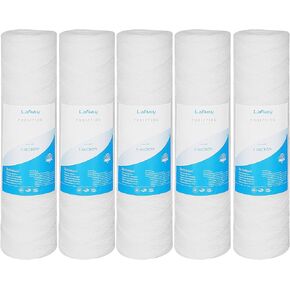 5 Micron 10" x 2.5" String Wound Sediment Water Filter Cartridge,5 Pack,Whole House Sediment Filtration, Universal Replacement for Most 10 inch RO Unit