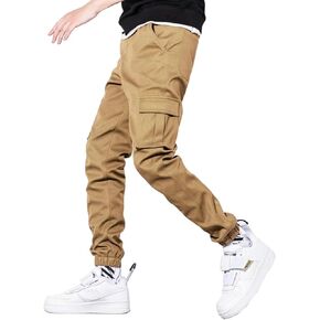 Mens Casual Joggers Pants Cargo Pants for Men Multi Pockets Tapered Sweatpants Drawstring Stretch Elastic Waist