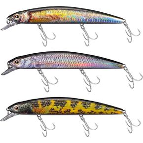 Fishing Lures for Freshwater Saltwater, Minnow Jerkbait and Crankbait are Suitable for All Water Layers, Shining and Lifelike Fishing Baits to Improve Fishing Efficiency, Gift for Men