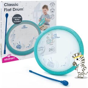 Edushape Sea World Drum for Baby - Set of 1 Ocean Baby Drum Toy for Toddlers 1-3 - Small Drums Musical Toy for Babies 1 Year Old and Up, Soothing Sounds, Fun Tummy Time and Sensory Development