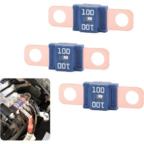 3PCS 100A Midi Fuses,Durable High Current Bolt-on 100 Amp Fuses,Universal DC58V Fuses Automotive Kit Car Accessories for Most Cars,Trucks,Buses,Caravans (100A)