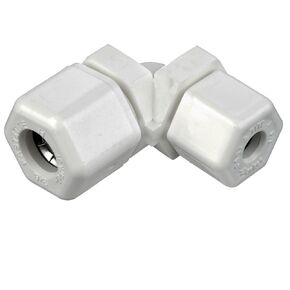 Parker W10EU10-pk20 Compression Style Plastic Fitting, Fast-Tite, Tube to Tube, White Polypropylene, Compression 90 Degree Elbow, 5/8" (Pack of 20)