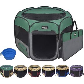 2-Door Folding Soft Pet Playpen (2 Year Warranty), Plus Carrying Bag and Food Grade Silicone Bowl, 10-Size and 12-Color Portable Dog Cat Playpen, Exercise Pen, Indoor & Outdoor Pet Home in Saudi Arabia