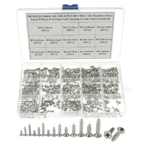 Metric M1 M1.2 M1.4 M1.7 M2 304 Stainless Steel Phillips Flat/countersunk Head Self Tapping Screws Assortment Kit