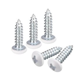 uxcell ST3.5x15mm White Screws Self Tapping Screws, 50pcs Pan Head Phillips Wood Screws for Woodworking