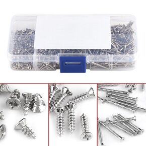 800pcs Self-Tapping Screws Assortment£¬M2 Cross Drive Flat Head Self-Tapping Screws Assortment Kit£¬Woodworking Fastener Woodworking Accessory