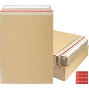 50 Pack 9X12 inch Self Seal Photo Document Mailers Stay Flat Kraft Cardboard Envelopes Rigid Mailers Photography Mailers for CD, Photos, Document (Kraft Brown)