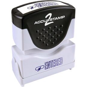 ACCU-STAMP2 Message Stamp with Shutter, 1-Color, ENTERED, 1-5/8" x 1/2" Impression, Pre-Ink, Blue Ink (035573)