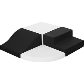 4-Piece Soft PU Leather Toddlers Climbing Toys, Baby Foam Climbing Blocks for Toddlers 3, Indoor Climb and Crawl Activity Play Set, Foam Play Gym Climbing Structures (Black and White)