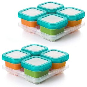 OXO Tot Baby Blocks Food Storage Containers, Teal, 6 oz - Set of 2