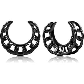 DOEARKO 2PCS Ear Gauges Cool Hollowed Chain Saddle Ear Plugs Body Piercing Tunnels 316 Stainless Steel Hypoallergenic Earrings Plugs for Ears Expander Body Jewelry