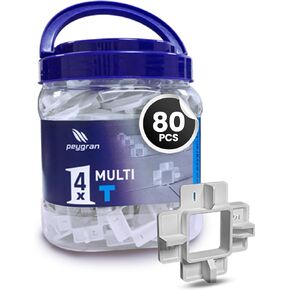 Peygran Tile Leveling System 4X Multi T Spacer – Highly Durable Wall and Floor Tile Spacers for Large Formats, Heavy Slabs, Home Improvement – 4 Spacers in 1 (1/32", 1/16", 1/8", 3/16") 80 Pack