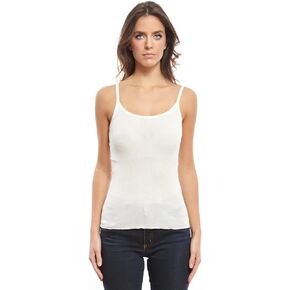 Women's Lettuce Edge Ribbed Wool & Silk Scoop Neck Camisole Top 3440R