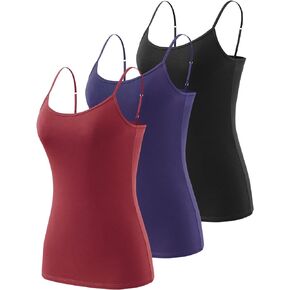 3-Piece Camisole for Women Cotton Tank Top Adjustable Spaghetti Strap Cami Tanks S-XXL