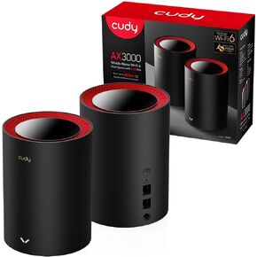 Cudy AX3000 2.5G Whole Home Wi-Fi 6 Mesh System, Up to 4800 Sq.Ft., 2.5G WAN, Ethernet Backhaul, Ideal for 1Gig+ Internet, Wireguard, OpenVPN, Zerotier, Cloudflare, DDNS, 2023 Release M3000 2-Pack