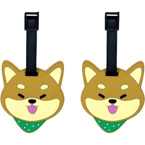 Luggage Tags 2-Pack Dog Cute Anime Cartoon Animal Colorful Silicone ID Tags for Suitcases Bags Travel Perfect for Kids Women Men Girls (Dog G)