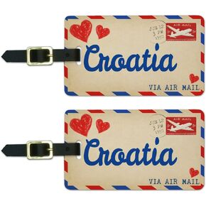 Graphics & More Air Mail Postcard Love for Croatia Luggage Suitcase Carry-on Id Tags, White