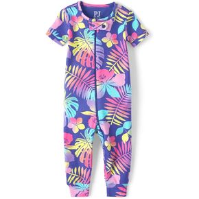 The Children's Place Baby Girls' and Toddler Snug Fit 100% Cotton Short Sleeve Zip-Front One Piece Footless Pajama