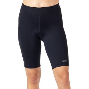 Terry Bike Shorts Women Padded, New Bella Max Cycling Shorts with 2X Padding Bike Chamois, 10" Inseam, Silicone Gripper