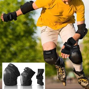 Knee Pads Elbow Pads Wrist Guards 3 in 1 Protective Gear Set for Skateboarding, Skating, Inline Skating, Roller Skating, Scootering, Biking and Multi- Sports