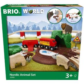 مجموعة حيوانات الشمال BRIO World 33988 | مجموعة قطار لعبة خشبية للأطفال من سن 3 سنوات فما فوق