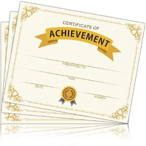 Gold Certificate of Achievement, Preschool Kindergarten Diploma Certificates for Kids, Graduation Certificates of Completion Award, Student of The Month Certificates for Students (25 Pcs)- 03