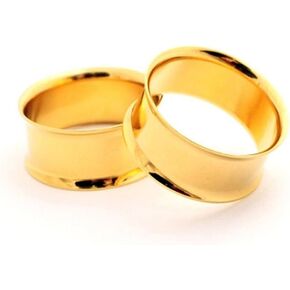 أنفاق مزدوجة مضيئة من الفولاذ الذهبي - 1/2 بوصة - 12 ملم - تباع كزوج in Kuwait