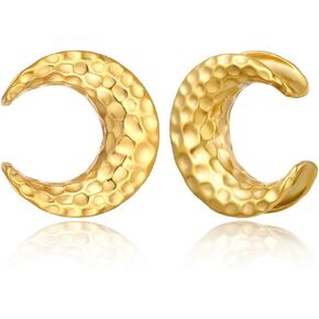 LADEMAYH 2Pcs 00 Gauges for Women, Gold 00g Plugs Gauges for Ears, Meteorite Design 00g Tunnels Earrings Surgical Steel Saddle Gauges Size 00 Gauge Earrings