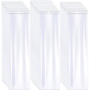3" x 12" Reclosable Long Plastic Bags with Hang Hole for Packaging Necklaces & Jewelry, 2 Mil, Clear Zipper Bags (Pack of 100)
