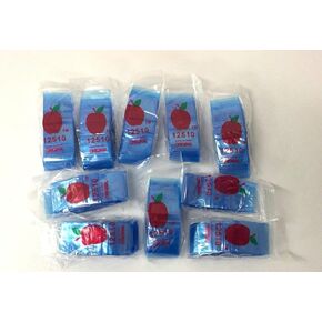 12510 (1.25"X1") Blue Color Apple Brand Bags Mini ZipLock Baggies, Case of 1,000
