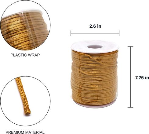 Evershine Rattail Satin Nylon Trim Cord Chinese Knot, Kumihimo, 2MM x 100 Yards. (Apple Green) in Saudi Arabia