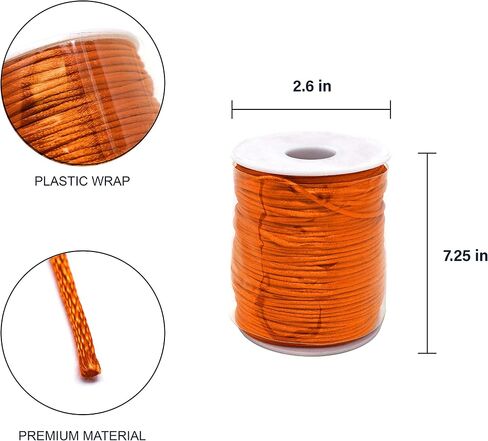 Evershine Rattail Satin Nylon Trim Cord Chinese Knot, Kumihimo, 2MM x 100 Yards. (Apple Green) in Saudi Arabia