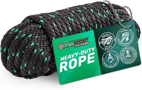 Rope Ratchet 1/2 Tie Down Cord, Polyester Braided Utility Rope 50 ft, Green in Kuwait