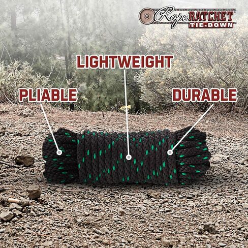 Rope Ratchet 1/2 Tie Down Cord, Polyester Braided Utility Rope 50 ft, Green in Kuwait