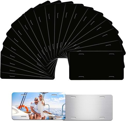 10 Pack 0.65mm Black Aluminum License Plate Blanks for Custom Design Work - Automotive License Plates for Vinyl, UV Printing, Laser Engraving Personalized Metal Car Tags,6X12 Inch (10 Pack) in Saudi Arabia