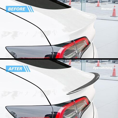 سبويلر من ألياف الكربون الحقيقية لطراز تسلا 3 قطعة واحدة من غلاف وحدة التحكم المركزية من ألياف الكربون الحقيقية (مجموعة من 2) لملحقات تسلا موديل 3 2023-2017 أسود لامع in Kuwait