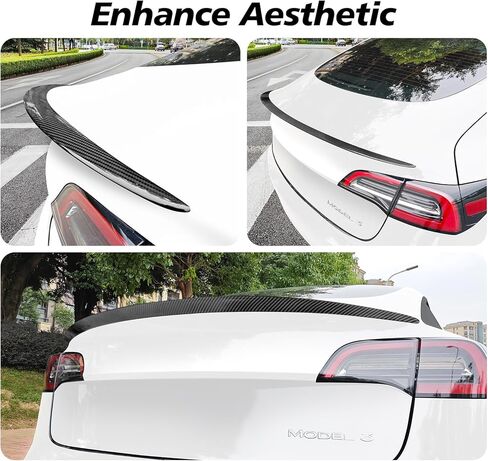 سبويلر من ألياف الكربون الحقيقية لطراز تسلا 3 قطعة واحدة من غلاف وحدة التحكم المركزية من ألياف الكربون الحقيقية (مجموعة من 2) لملحقات تسلا موديل 3 2023-2017 أسود لامع in Kuwait