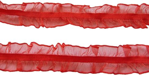 YYCRAFT 10 Yards Elastic Craft Lace Trim,1" Wide Double Ruffle Organza Trim for DIY Headband,Clothes Sewing Embellishment(Red) in Saudi Arabia