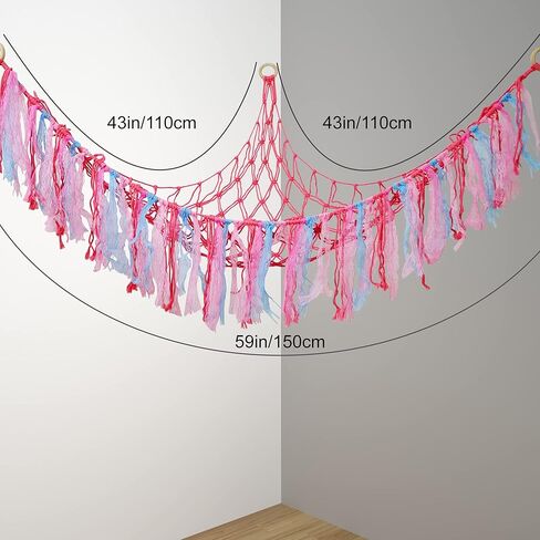 شبكة أو أرجوحة حيوانات محشوة مع ضوء LED، مقاس 59 بوصة × 43 بوصة × 43 بوصة، ديكور غرفة حامل أرجوحة حيوانات محشوة مع شرابات لغرفة لعب الأطفال وغرفة نوم الأطفال in Kuwait