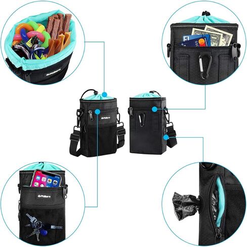 PHILORN Dog Training Treats Pouch, Water-Resistant Reflective Pet Dog Treat Pouch Bag with Poop Bag and Built-in Dispenser, Collapsible Bowl, Clicker, Easy-to-Clean Liner, 3 Ways to Wear in Saudi Arabia