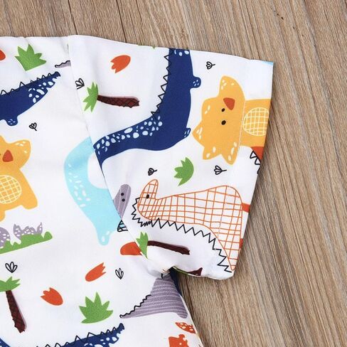 Toddler Boys Dress Clothes Kids Animal Print Button Down Shirt Solid Color Shorts Boys Summer Gentleman Suit Outfit in Saudi Arabia