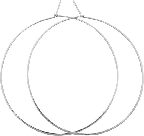 5/8 Inch Thin Small Sterling Silver Lightly Hammered Sleeper Hoop Earrings in Saudi Arabia