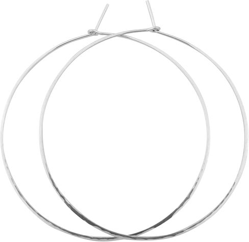 5/8 Inch Thin Small Sterling Silver Lightly Hammered Sleeper Hoop Earrings in Saudi Arabia