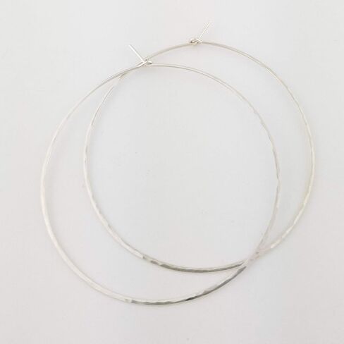 5/8 Inch Thin Small Sterling Silver Lightly Hammered Sleeper Hoop Earrings in Saudi Arabia