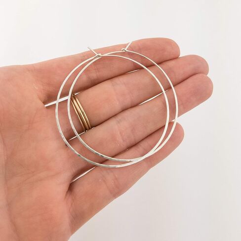 5/8 Inch Thin Small Sterling Silver Lightly Hammered Sleeper Hoop Earrings in Saudi Arabia